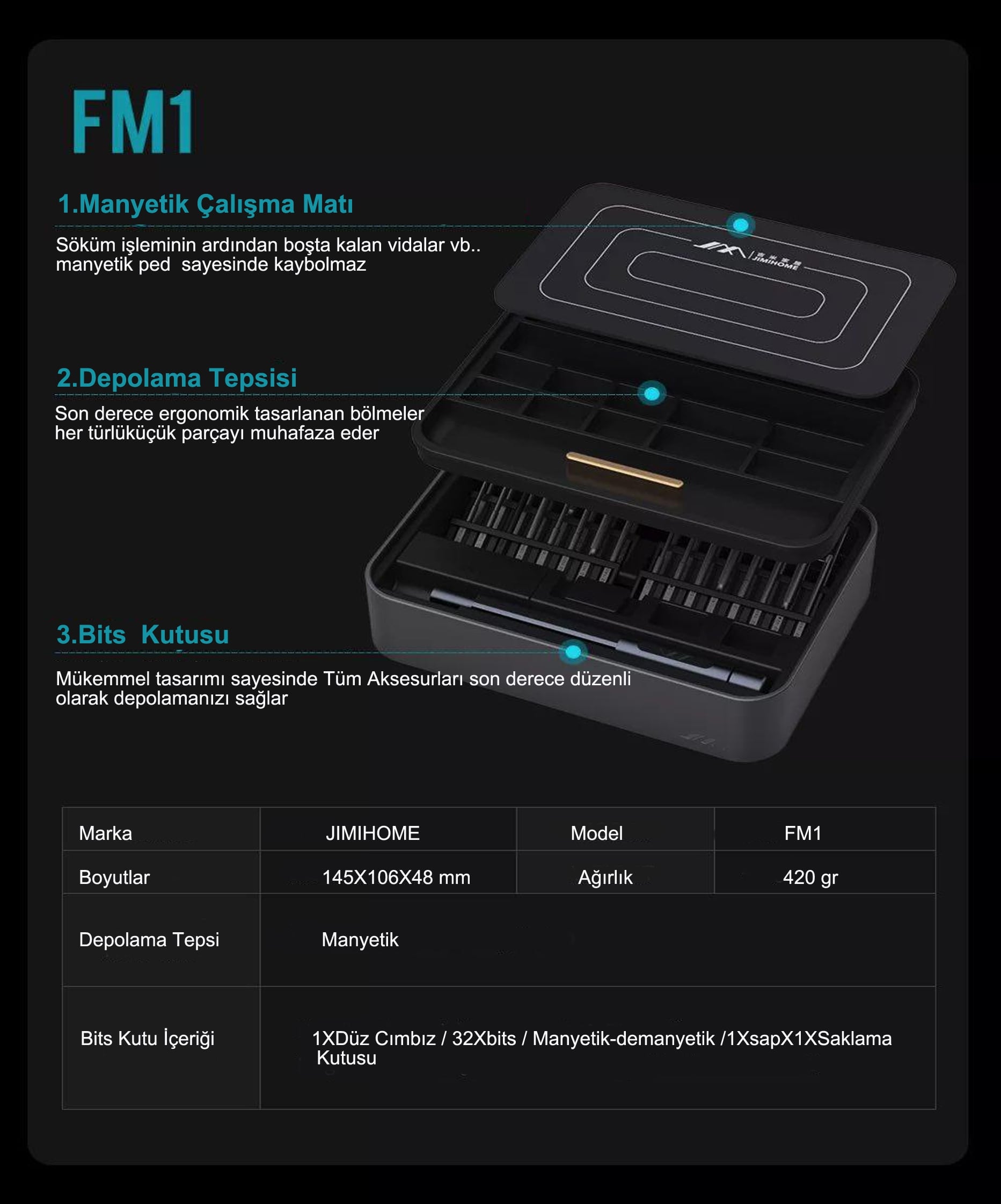 Jimihome FM1 Takım Çantası 38 Parça 